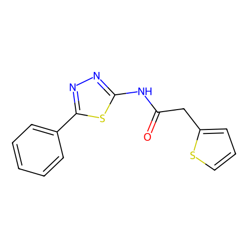 N-(5-phenyl-1,3,4-thiadiazol-2-yl)-2-(thiophen-2-yl)acetamide structure