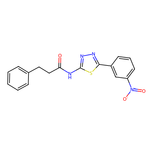 N-[5-(3-nitrophenyl)-1,3,4-thiadiazol-2-yl]-3-phenylpropanamide structure