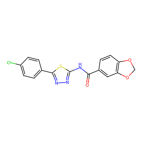 N-(5-(4-chlorophenyl)-1,3,4-thiadiazol-2-yl)benzo[d][1,3]dioxole-5-carboxamide structure