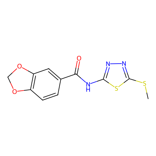 N-(5-(methylthio)-1,3,4-thiadiazol-2-yl)benzo[d][1,3]dioxole-5-carboxamide structure