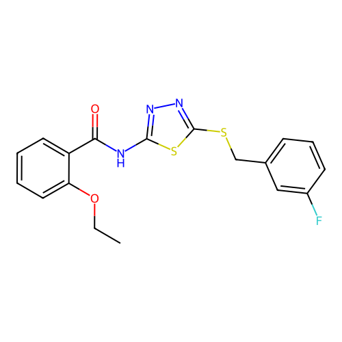 2-ethoxy-N-(5-((3-fluorobenzyl)thio)-1,3,4-thiadiazol-2-yl)benzamide structure