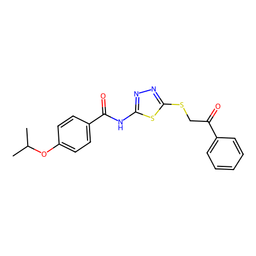 N-(5-phenacylsulfanyl-1,3,4-thiadiazol-2-yl)-4-propan-2-yloxybenzamide structure
