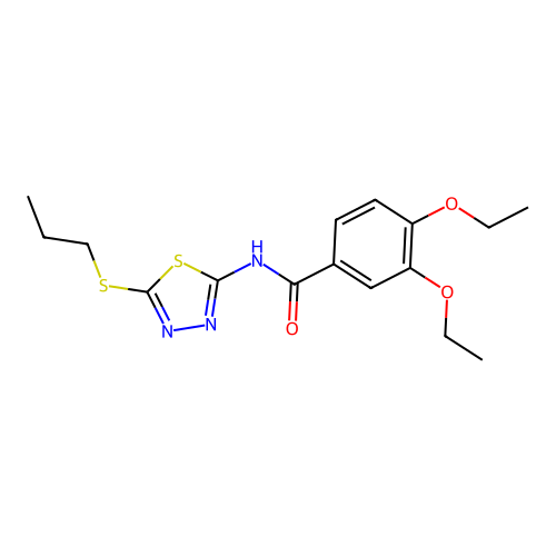 3,4-diethoxy-N-(5-(propylthio)-1,3,4-thiadiazol-2-yl)benzamide structure