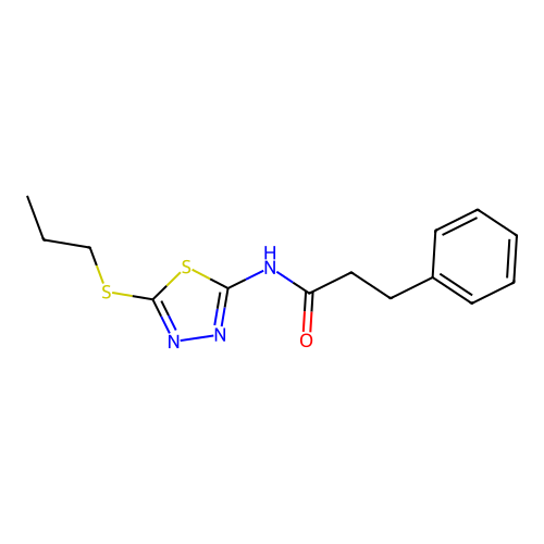 3-phenyl-N-(5-propylsulfanyl-1,3,4-thiadiazol-2-yl)propanamide structure