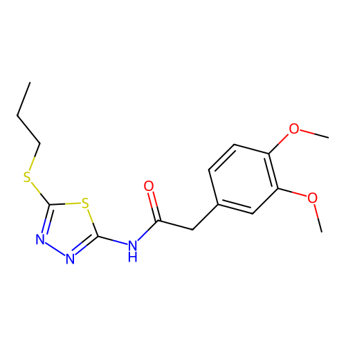 2-(3,4-dimethoxyphenyl)-N-(5-propylsulfanyl-1,3,4-thiadiazol-2-yl)acetamide structure
