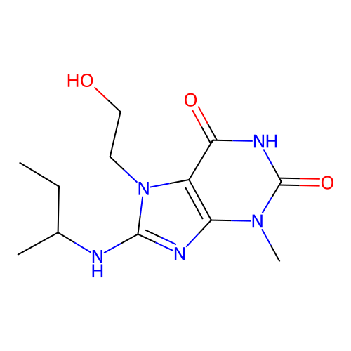 8-(sec-butylamino)-7-(2-hydroxyethyl)-3-methyl-1H-purine-2,6(3H,7H)-dione structure