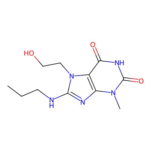 7-(2-hydroxyethyl)-3-methyl-8-(propylamino)-1H-purine-2,6(3H,7H)-dione structure