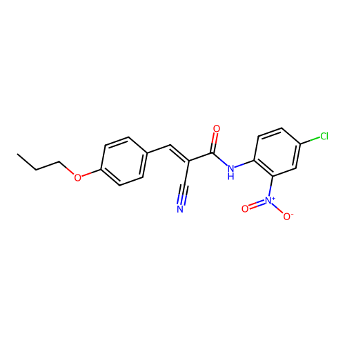 (2E)-N-(4-chloro-2-nitrophenyl)-2-cyano-3-(4-propoxyphenyl)prop-2-enamide structure