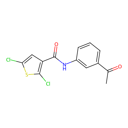N-(3-acetylphenyl)-2,5-dichlorothiophene-3-carboxamide structure