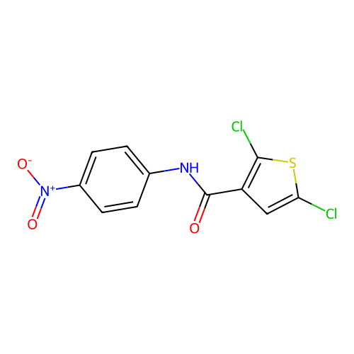 2,5-dichloro-N-(4-nitrophenyl)thiophene-3-carboxamide structure