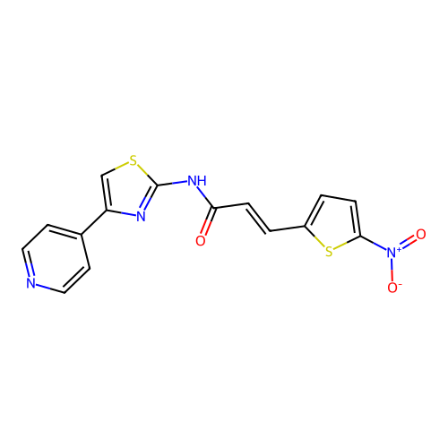 (E)-3-(5-nitrothiophen-2-yl)-N-(4-(pyridin-4-yl)thiazol-2-yl)acrylamide structure