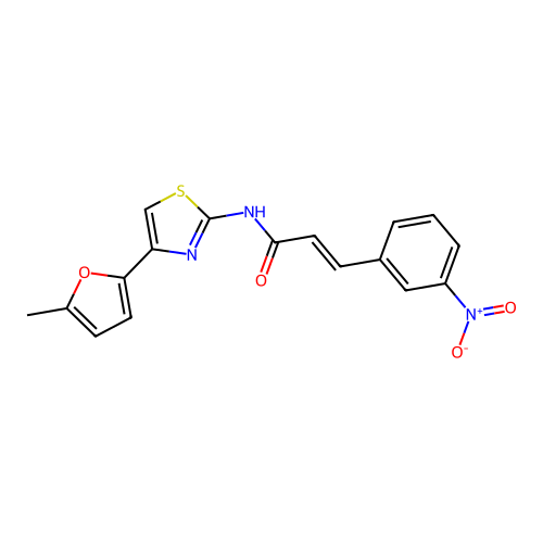 (E)-N-(4-(5-methylfuran-2-yl)thiazol-2-yl)-3-(3-nitrophenyl)acrylamide structure