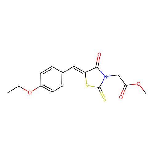 methyl 2-[(5Z)-5-[(4-ethoxyphenyl)methylidene]-4-oxo-2-sulfanylidene-1,3-thiazolidin-3-yl]acetate structure