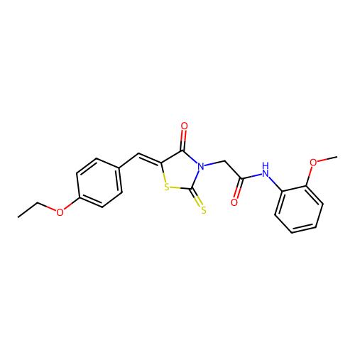2-[(5Z)-5-[(4-ethoxyphenyl)methylidene]-4-oxo-2-sulfanylidene-1,3-thiazolidin-3-yl]-N-(2-methoxyphenyl)acetamide structure
