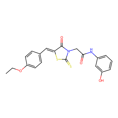 2-[(5Z)-5-[(4-ethoxyphenyl)methylidene]-4-oxo-2-sulfanylidene-1,3-thiazolidin-3-yl]-N-(3-hydroxyphenyl)acetamide structure