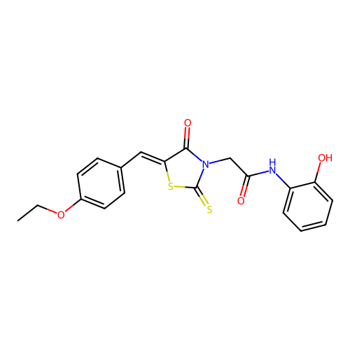 2-[(5Z)-5-[(4-ethoxyphenyl)methylidene]-4-oxo-2-sulfanylidene-1,3-thiazolidin-3-yl]-N-(2-hydroxyphenyl)acetamide structure