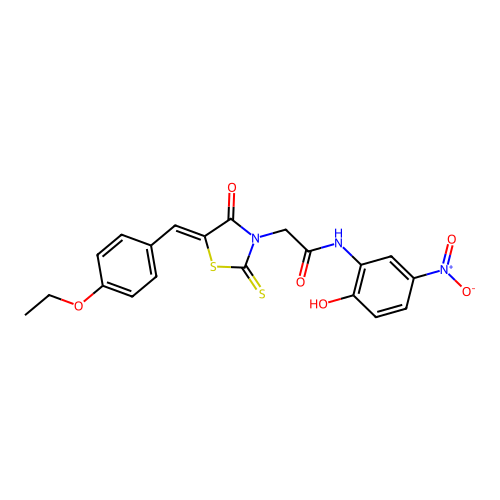 2-[(5Z)-5-[(4-ethoxyphenyl)methylidene]-4-oxo-2-sulfanylidene-1,3-thiazolidin-3-yl]-N-(2-hydroxy-5-nitrophenyl)acetamide structure