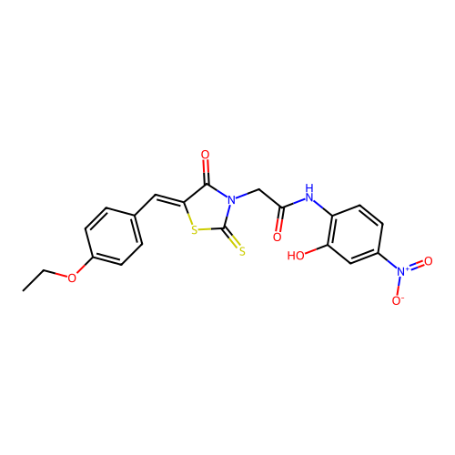 2-[(5Z)-5-[(4-ethoxyphenyl)methylidene]-4-oxo-2-sulfanylidene-1,3-thiazolidin-3-yl]-N-(2-hydroxy-4-nitrophenyl)acetamide structure