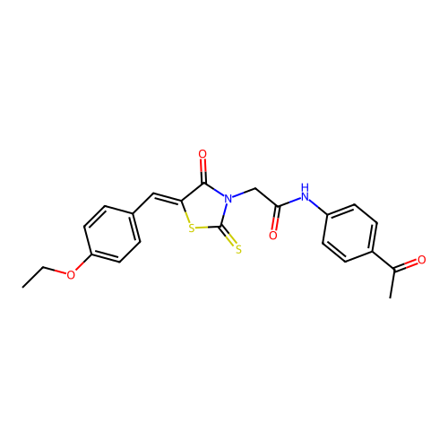 N-(4-acetylphenyl)-2-[(5Z)-5-[(4-ethoxyphenyl)methylidene]-4-oxo-2-sulfanylidene-1,3-thiazolidin-3-yl]acetamide structure