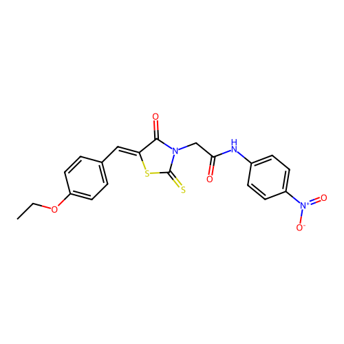 2-[(5Z)-5-[(4-ethoxyphenyl)methylidene]-4-oxo-2-sulfanylidene-1,3-thiazolidin-3-yl]-N-(4-nitrophenyl)acetamide structure