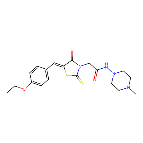 2-[(5Z)-5-[(4-ethoxyphenyl)methylidene]-4-oxo-2-sulfanylidene-1,3-thiazolidin-3-yl]-N-(4-methylpiperazin-1-yl)acetamide structure