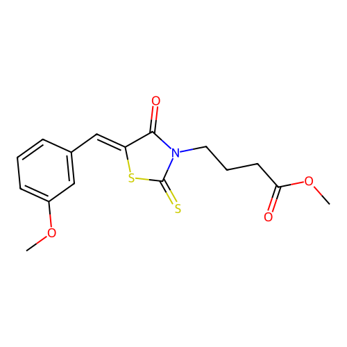 methyl 4-[(5Z)-5-[(3-methoxyphenyl)methylidene]-4-oxo-2-sulfanylidene-1,3-thiazolidin-3-yl]butanoate structure