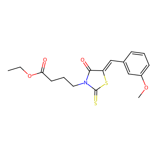 (Z)-ethyl 4-(5-(3-methoxybenzylidene)-4-oxo-2-thioxothiazolidin-3-yl)butanoate structure