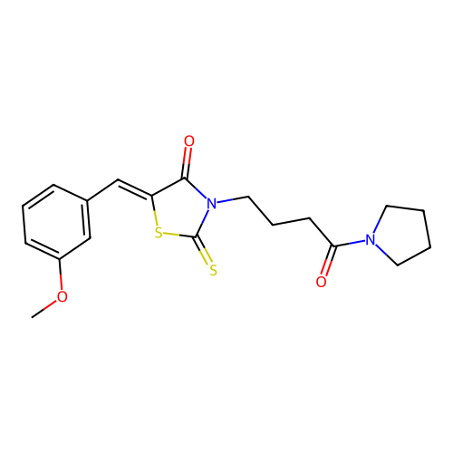 (Z)-5-(3-methoxybenzylidene)-3-(4-oxo-4-(pyrrolidin-1-yl)butyl)-2-thioxothiazolidin-4-one structure