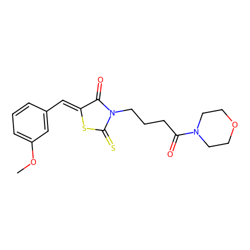 (Z)-5-(3-methoxybenzylidene)-3-(4-morpholino-4-oxobutyl)-2-thioxothiazolidin-4-one structure