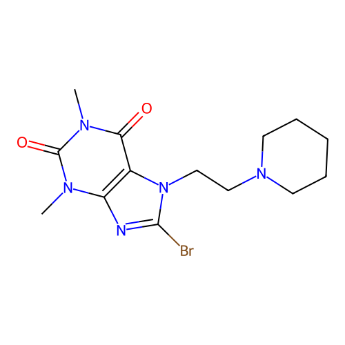8-Bromo-1,3-dimethyl-7-(2-piperidin-1-ylethyl)purine-2,6-dione structure