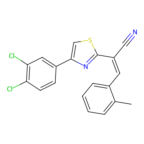 (Z)-2-(4-(3,4-dichlorophenyl)thiazol-2-yl)-3-(o-tolyl)acrylonitrile structure