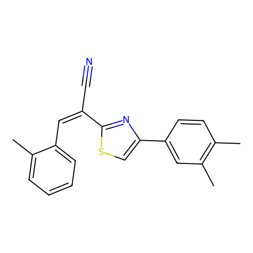(Z)-2-(4-(3,4-dimethylphenyl)thiazol-2-yl)-3-(o-tolyl)acrylonitrile structure