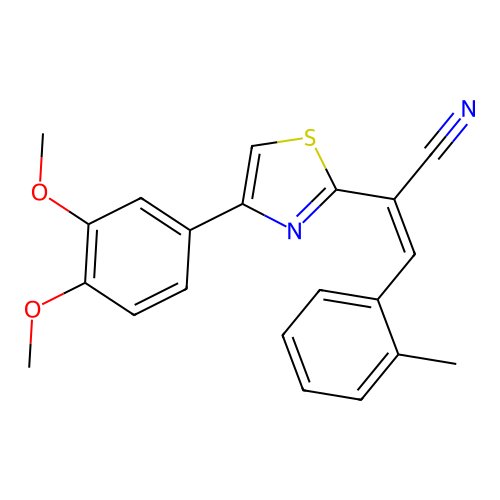 (Z)-2-(4-(3,4-dimethoxyphenyl)thiazol-2-yl)-3-(o-tolyl)acrylonitrile structure