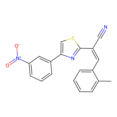 (Z)-2-(4-(3-nitrophenyl)thiazol-2-yl)-3-(o-tolyl)acrylonitrile structure