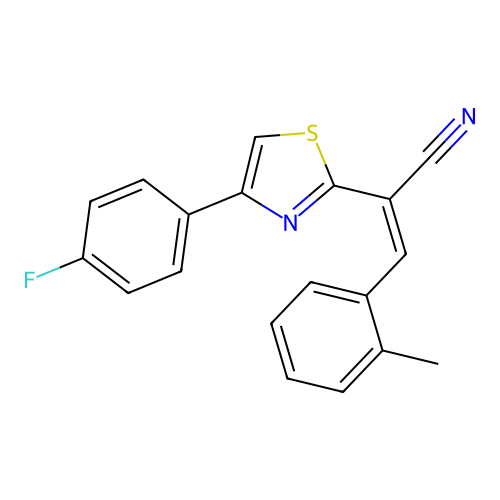 (Z)-2-(4-(4-fluorophenyl)thiazol-2-yl)-3-(o-tolyl)acrylonitrile structure