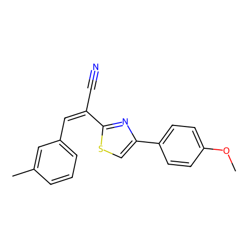 (Z)-2-(4-(4-methoxyphenyl)thiazol-2-yl)-3-(m-tolyl)acrylonitrile structure
