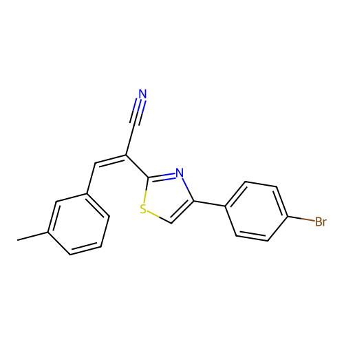 (Z)-2-(4-(4-bromophenyl)thiazol-2-yl)-3-(m-tolyl)acrylonitrile structure