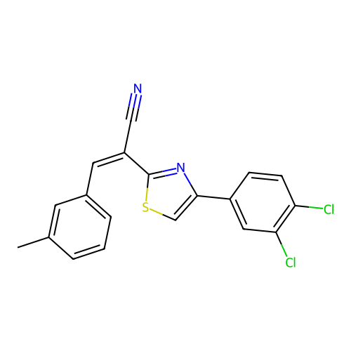 (Z)-2-(4-(3,4-dichlorophenyl)thiazol-2-yl)-3-(m-tolyl)acrylonitrile structure