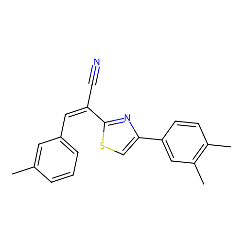 (Z)-2-(4-(3,4-dimethylphenyl)thiazol-2-yl)-3-(m-tolyl)acrylonitrile structure