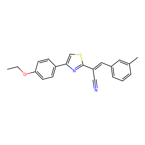 (2E)-2-[4-(4-ethoxyphenyl)-1,3-thiazol-2-yl]-3-(3-methylphenyl)prop-2-enenitrile structure