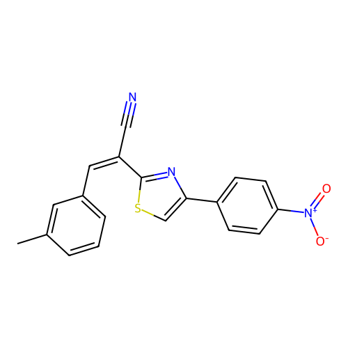 (Z)-2-(4-(4-nitrophenyl)thiazol-2-yl)-3-(m-tolyl)acrylonitrile structure