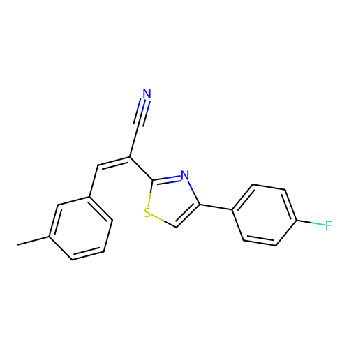 (Z)-2-(4-(4-fluorophenyl)thiazol-2-yl)-3-(m-tolyl)acrylonitrile structure