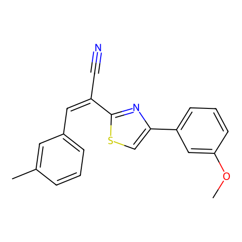 (Z)-2-(4-(3-methoxyphenyl)thiazol-2-yl)-3-(m-tolyl)acrylonitrile structure