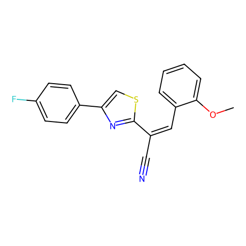 (Z)-2-(4-(4-fluorophenyl)thiazol-2-yl)-3-(2-methoxyphenyl)acrylonitrile structure