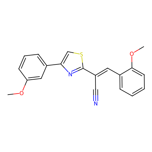 (2Z)-3-(2-methoxyphenyl)-2-[4-(3-methoxyphenyl)-1,3-thiazol-2-yl]prop-2-enenitrile structure