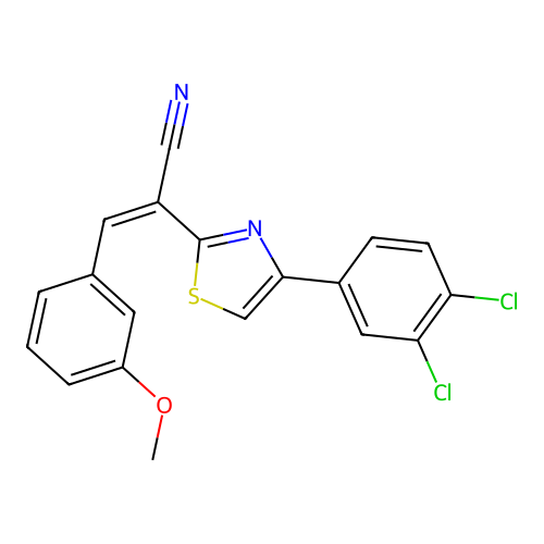 (Z)-2-(4-(3,4-dichlorophenyl)thiazol-2-yl)-3-(3-methoxyphenyl)acrylonitrile structure