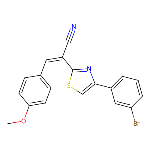 (2Z)-2-[4-(3-bromophenyl)-1,3-thiazol-2-yl]-3-(4-methoxyphenyl)prop-2-enenitrile structure