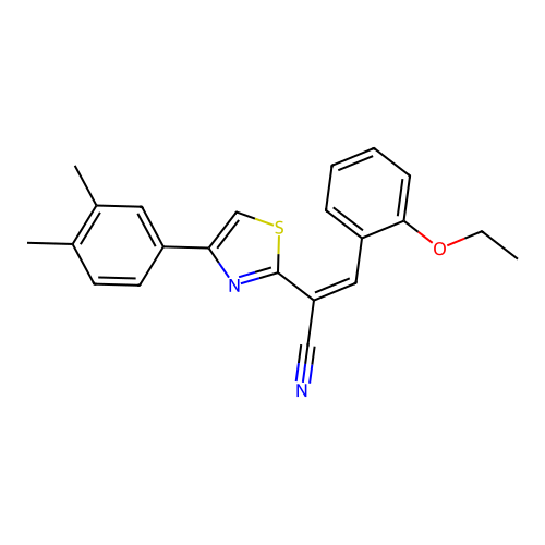 (Z)-2-(4-(3,4-dimethylphenyl)thiazol-2-yl)-3-(2-ethoxyphenyl)acrylonitrile structure