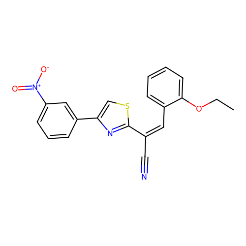 (Z)-3-(2-ethoxyphenyl)-2-(4-(3-nitrophenyl)thiazol-2-yl)acrylonitrile structure