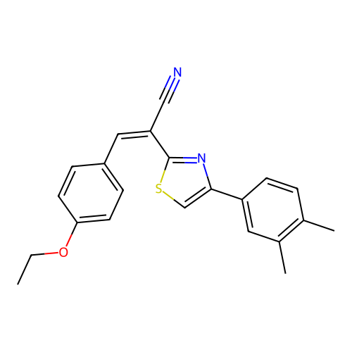 (2Z)-2-[4-(3,4-dimethylphenyl)-1,3-thiazol-2-yl]-3-(4-ethoxyphenyl)prop-2-enenitrile structure